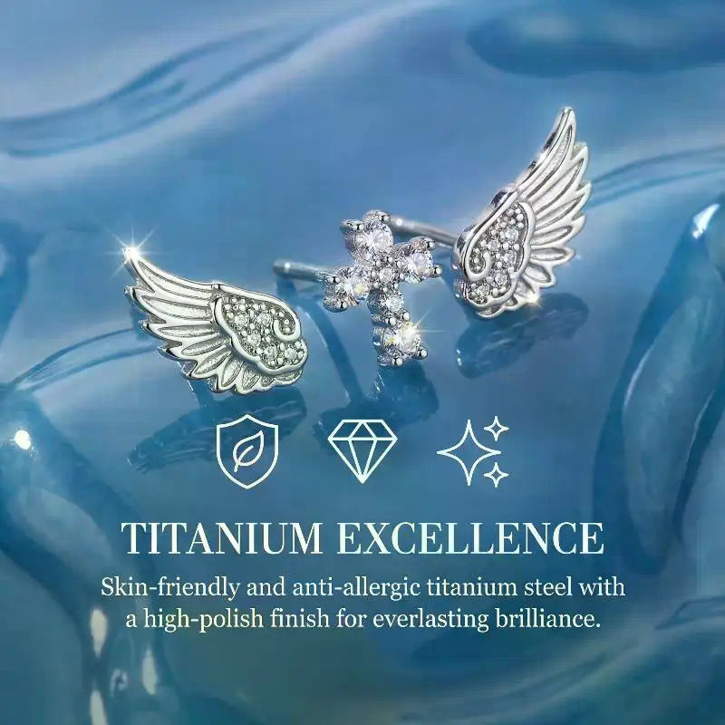 Angel Wings Cross Earrings Lux - Luxury Lifestyle Party 리뷰 및 가격